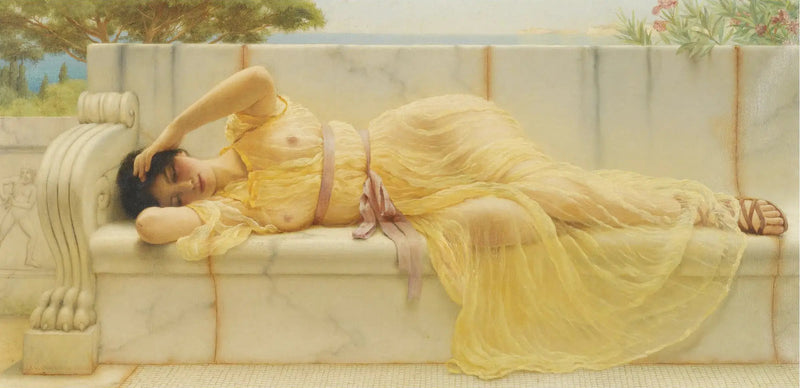 Mädchen in gelber Drapierung - John William Godward