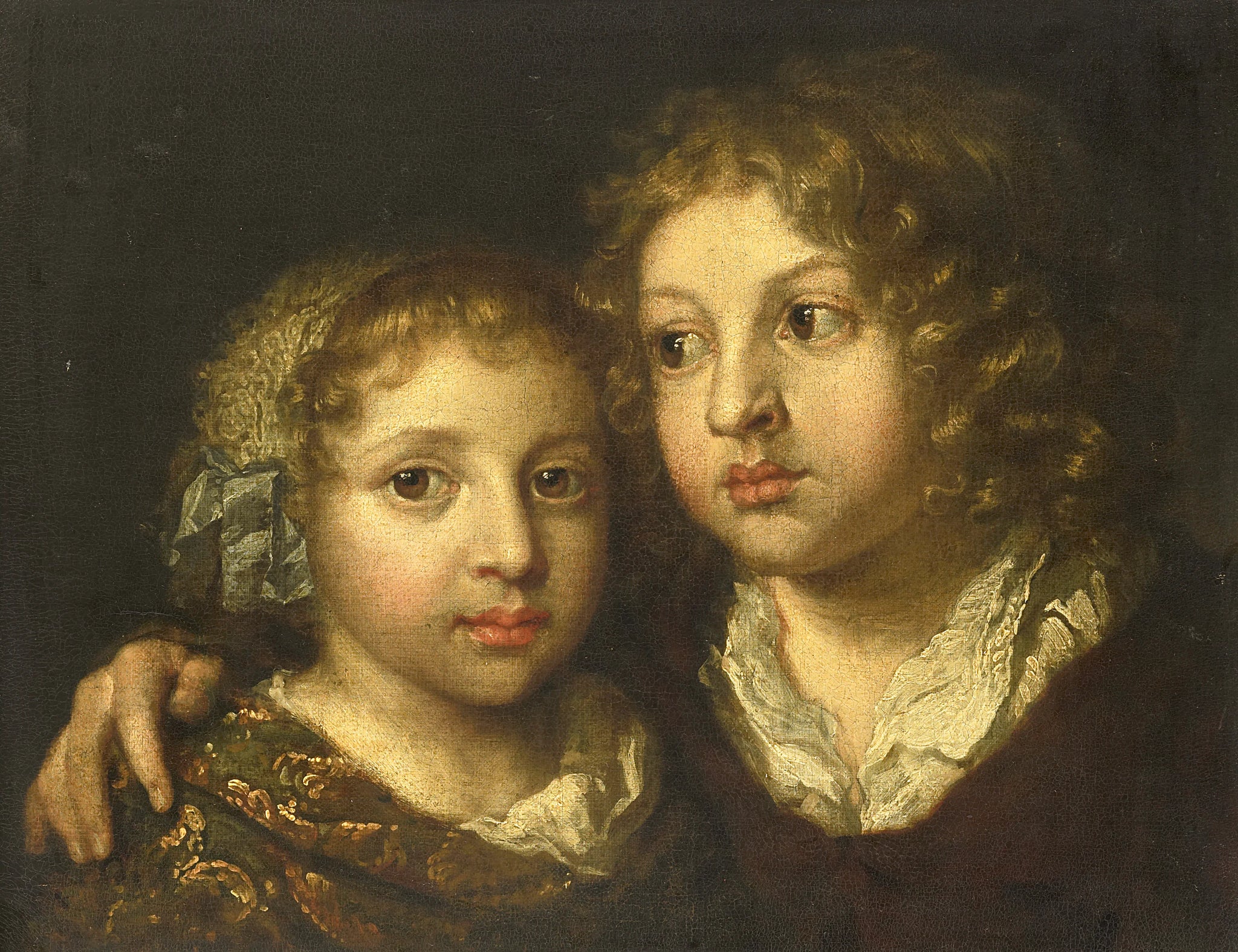 Une fille et un fils (Constantine ?) du peintre - Caspar Netscher