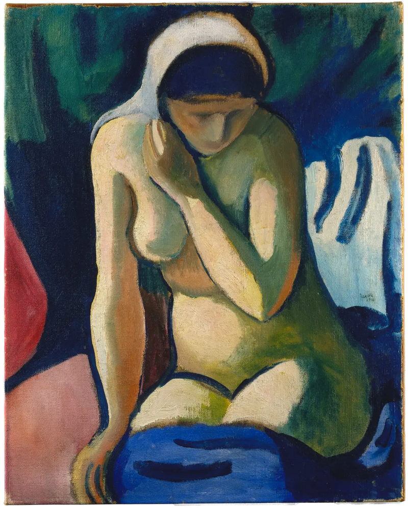 Nacktes Mädchen mit Schal - August Macke