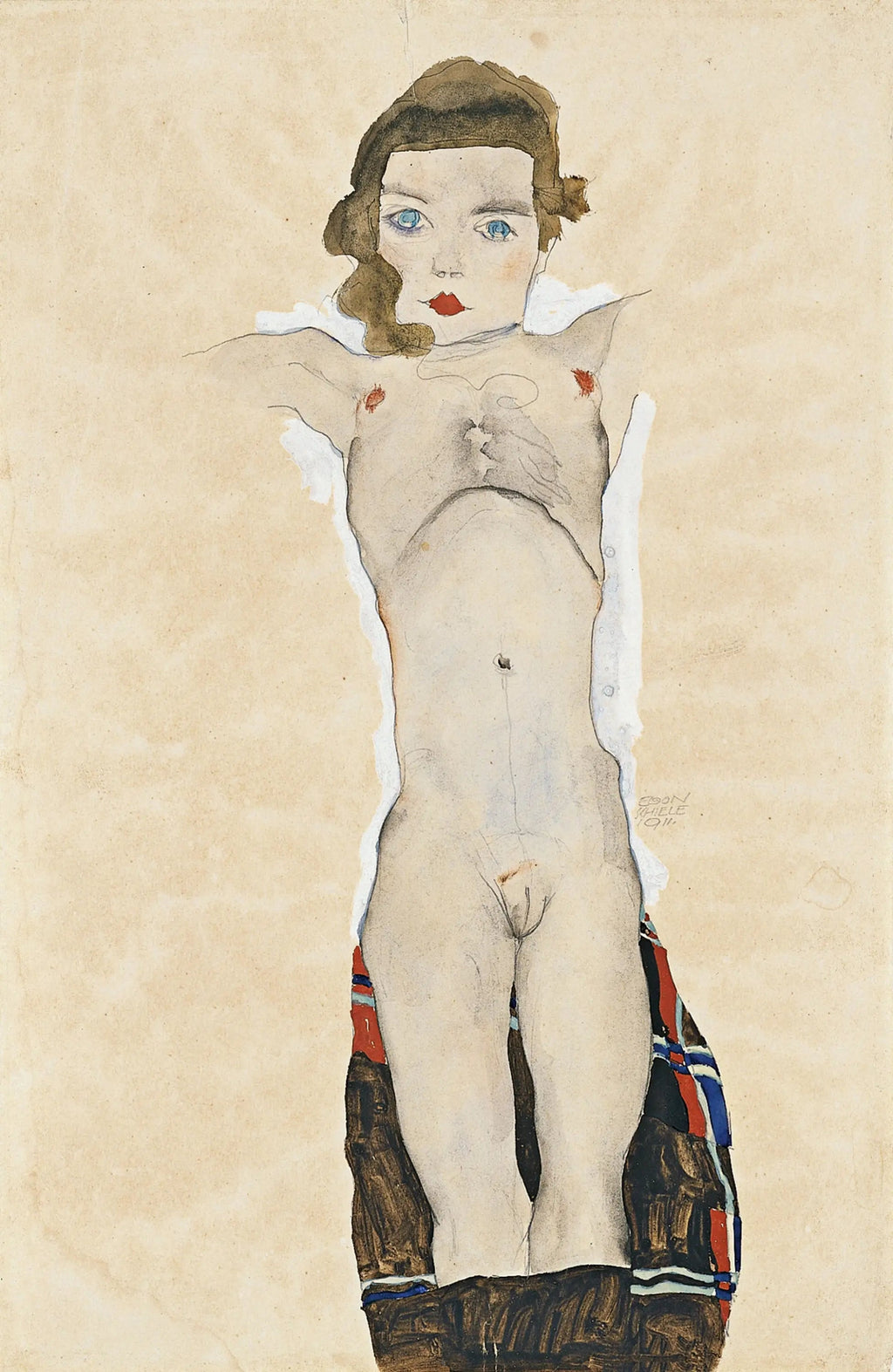 Fille nue avec les bras tendus - Egon Schiele image 2 tableau peint à l’huile sur toile