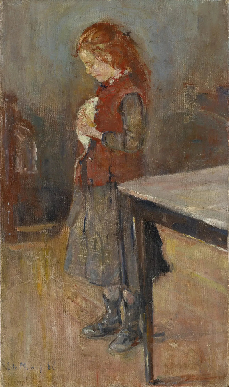 Rotes Mädchen mit weißer Ratte - Edvard Munch
