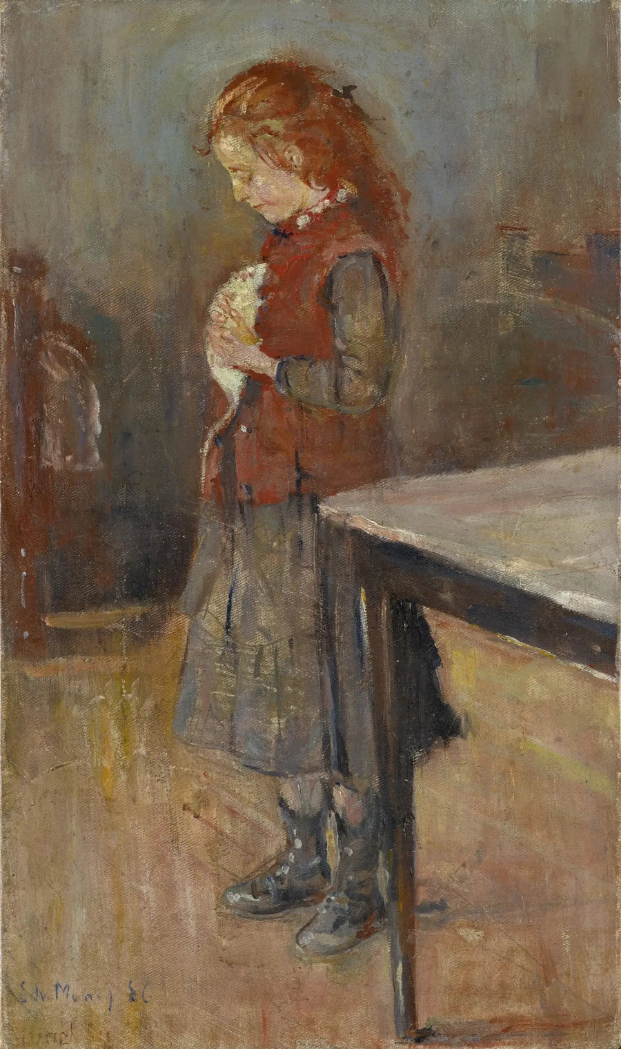 Rotes Mädchen mit weißer Ratte - Edvard Munch