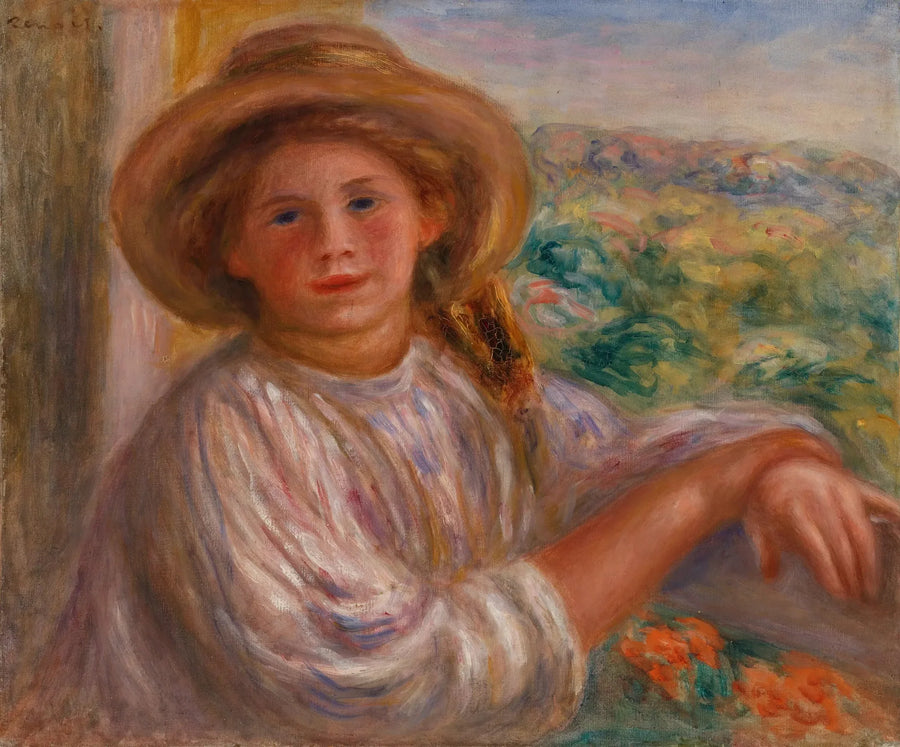 Mädchen auf einem Balkon, Cagnes (Junge Frau auf dem Balkon, Cagnes) - Pierre-Auguste Renoir