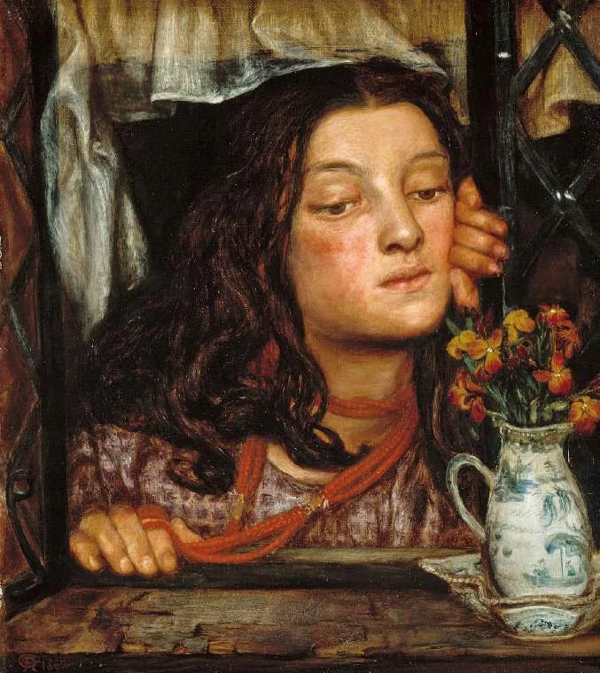 Mädchen auf einem Gitter - Dante Gabriel Rossetti