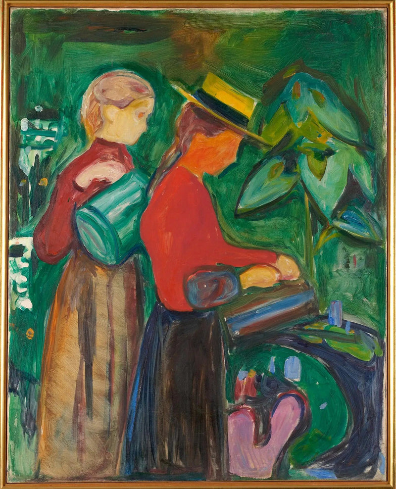 Mädchen, die die Blumen gießen (Frise Linde) - Edvard Munch