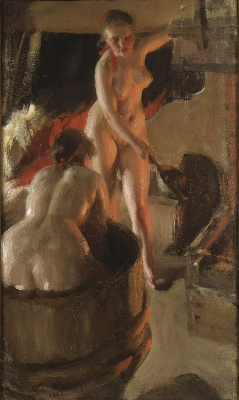 Mädchen aus Dalarna beim Baden - Anders Zorn