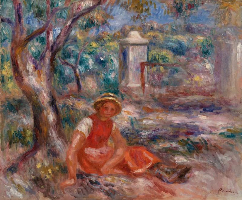 Mädchen am Fuß eines Baumes (Mädchen am Fuß eines Baumes) - Pierre-Auguste Renoir
