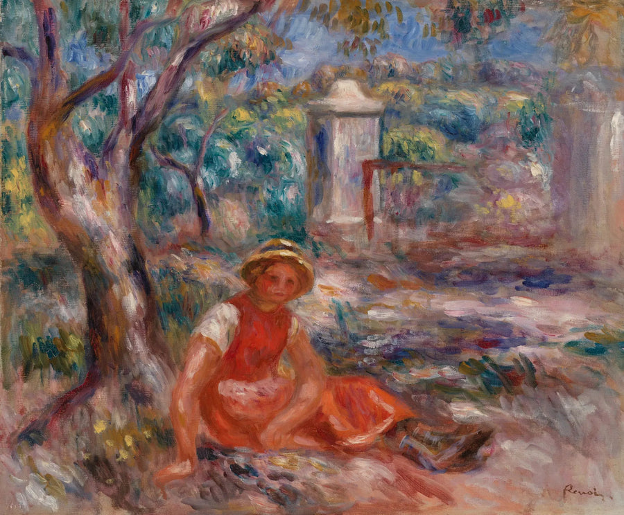 Mädchen am Fuß eines Baumes (Mädchen am Fuß eines Baumes) - Pierre-Auguste Renoir