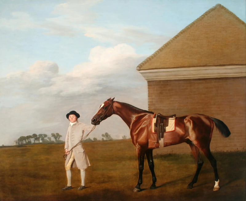 Firetail mit seinem Trainer in der Nähe des Rubbing-Down House auf Newmarket Heath - George Stubbs