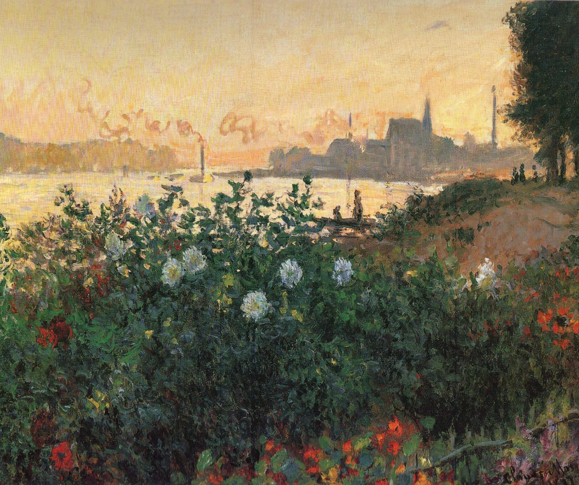 Fleurs au bord de la Seine, Argenteuil W453 par Claude Monet, 1877, Pola Museum of Art