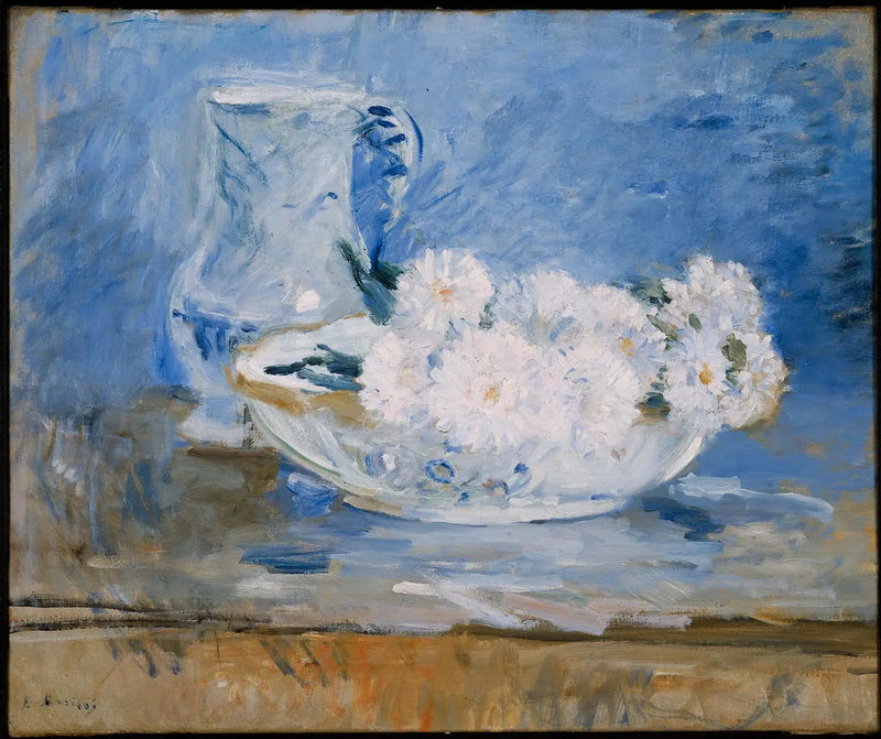 Weiße Blumen in einer Schüssel - Berthe Morisot