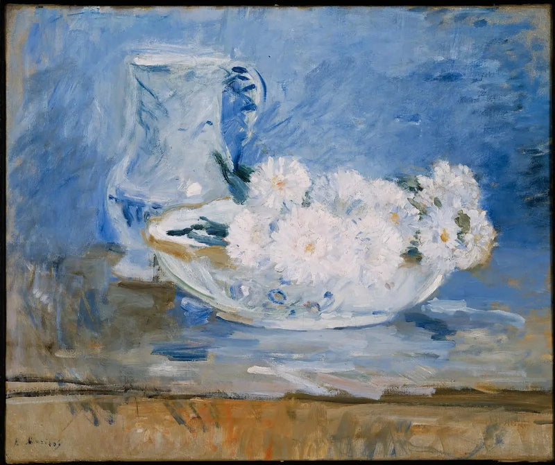Weiße Blumen in einer Schüssel - Berthe Morisot
