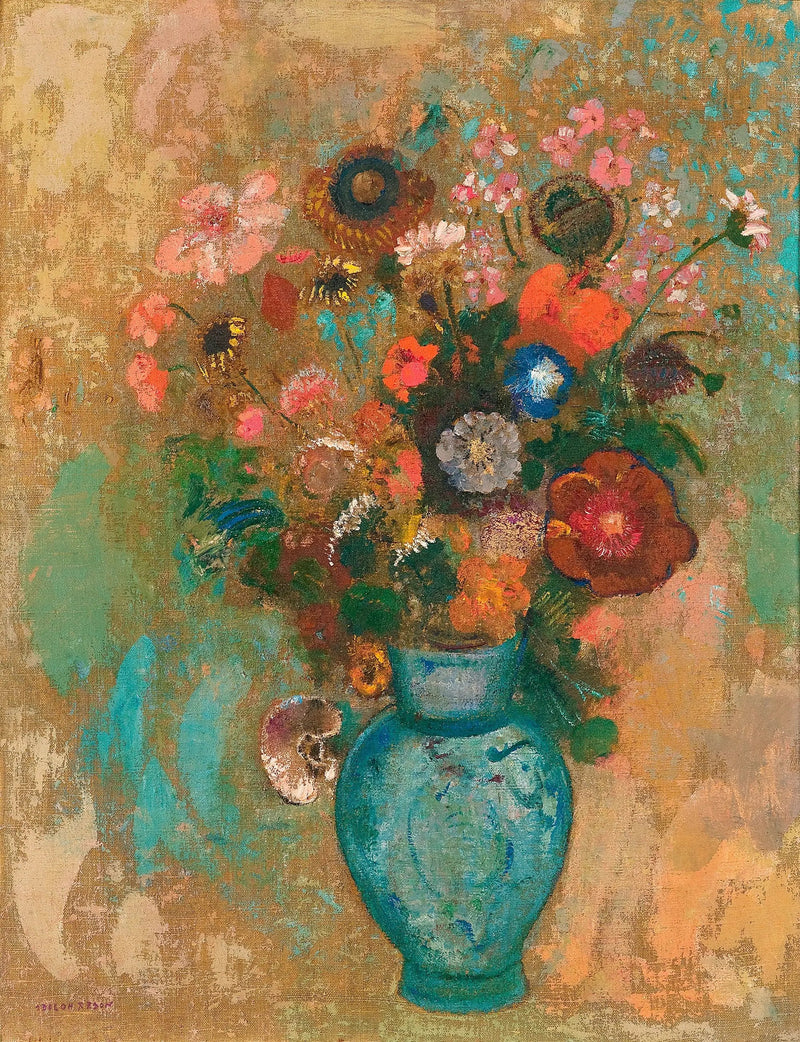 Blumen in einer blauen Vase - Odilon Redon