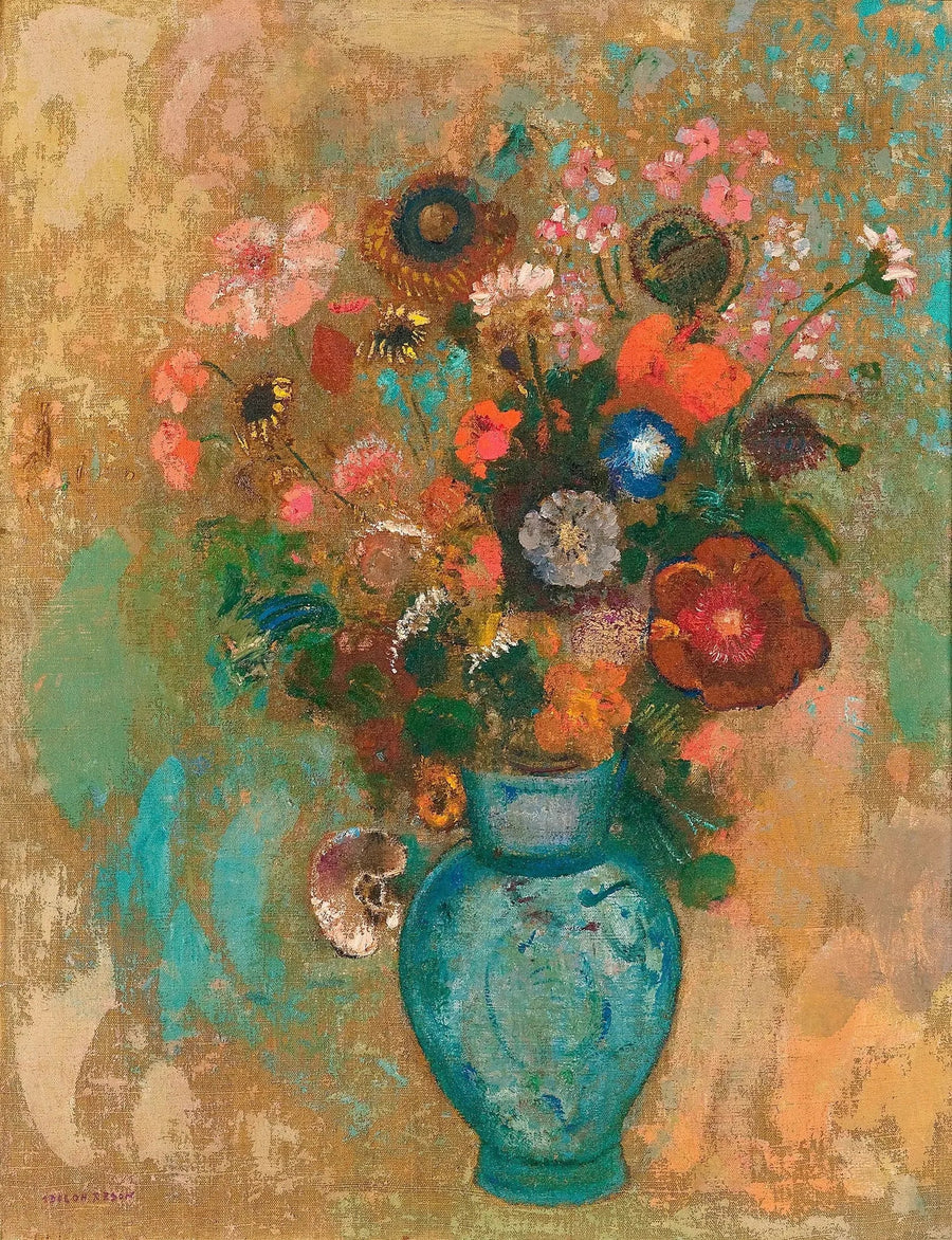 Blumen in einer blauen Vase - Odilon Redon