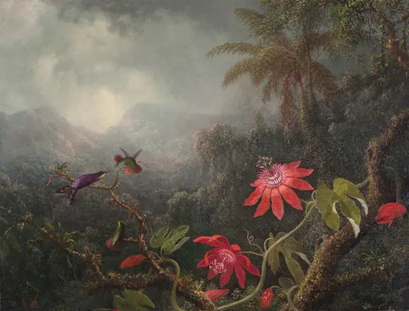 Fleurs de la passion et Trois Colibris - Martin Johnson Heade image 1 reproduction artisanale de tableau