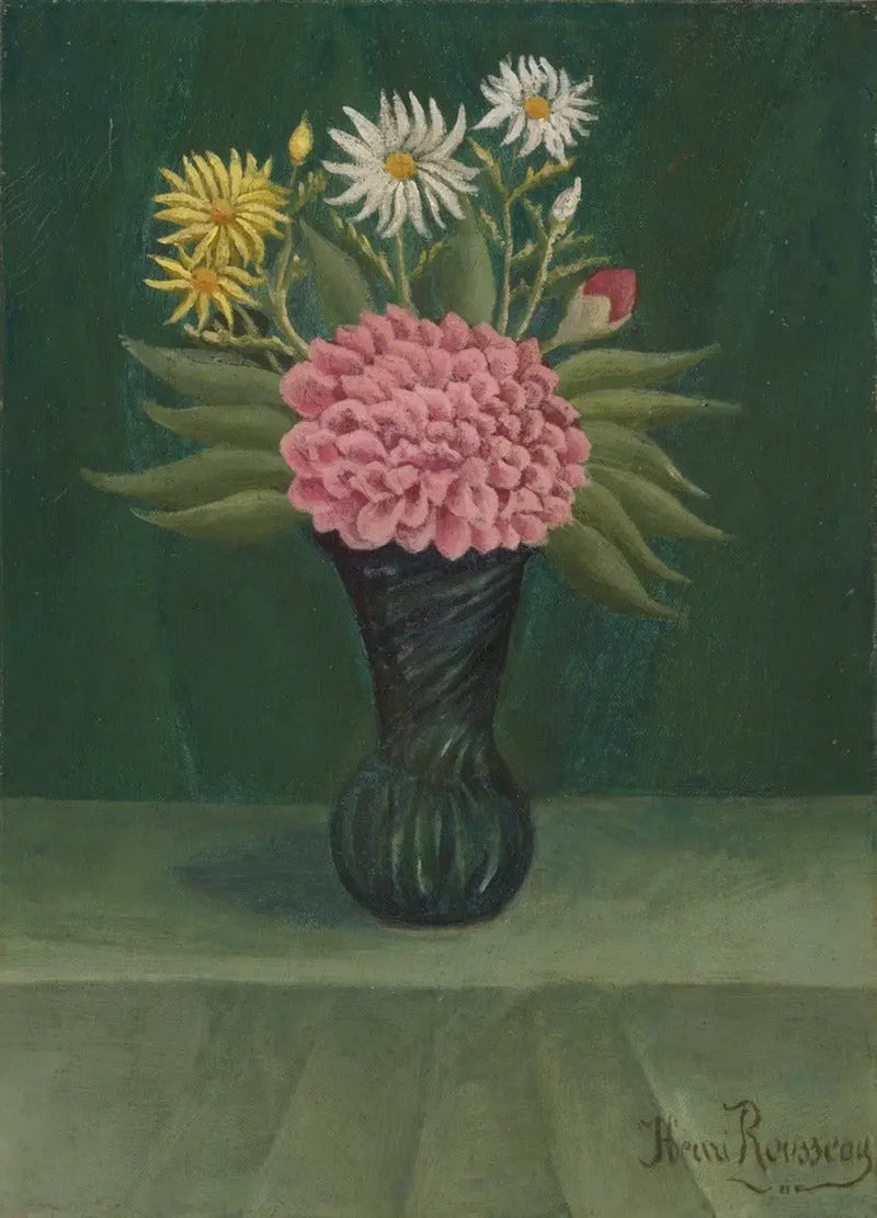 Blumen und Dahlien in einer Vase - Henri Rousseau