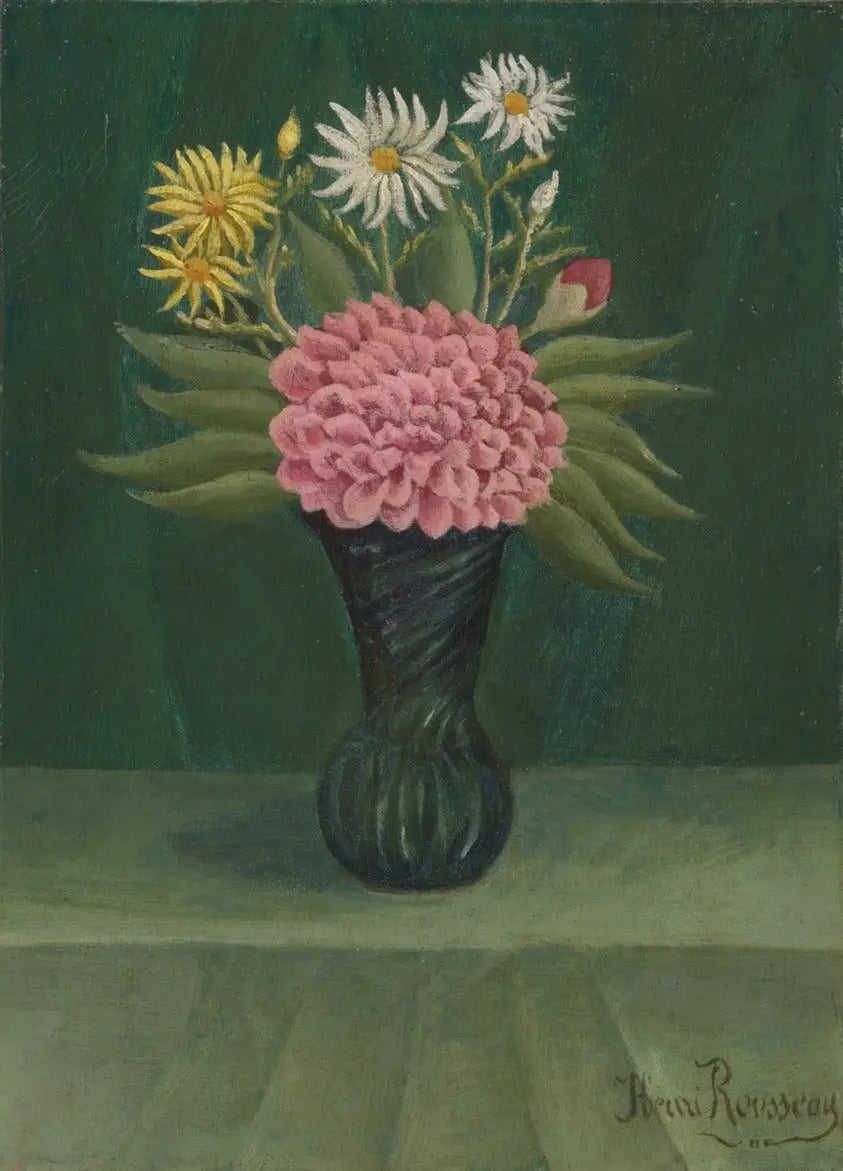 Blumen und Dahlien in einer Vase - Henri Rousseau