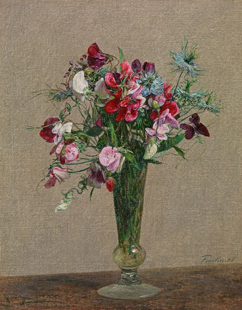 Blumen, Duftperlen und Nigellen in einer kleinen Vase - Henri Fantin-Latour