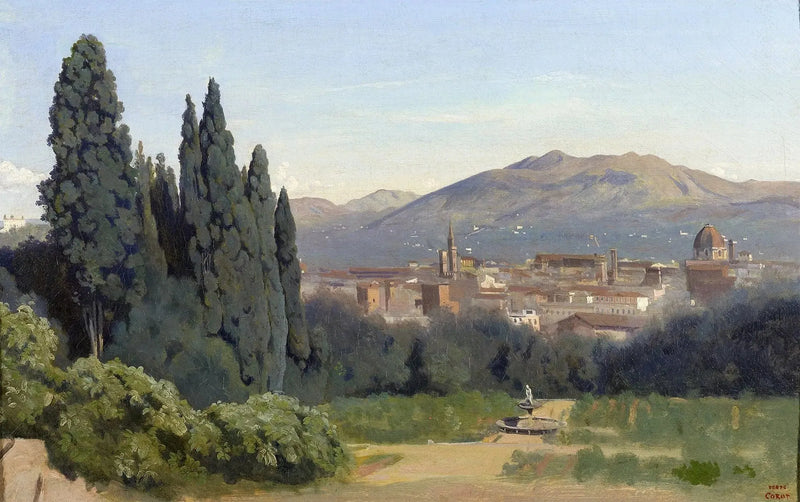 Florenz, Blick von den Boboli-Gärten - Jean-Baptiste Camille Corot