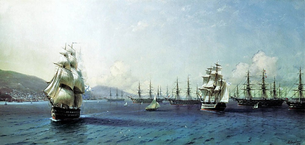 Flotte de la mer Noire dans la baie de Théodosie, juste avant la guerre de Crimée - Ivan Aïvazovski image 1 reproduction réalisée par Alpha Reproduction