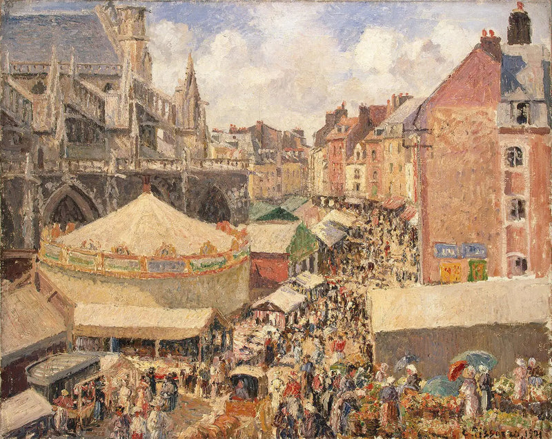 Jahrmarkt in Dieppe, sonniger Morgen - Camille Pissarro