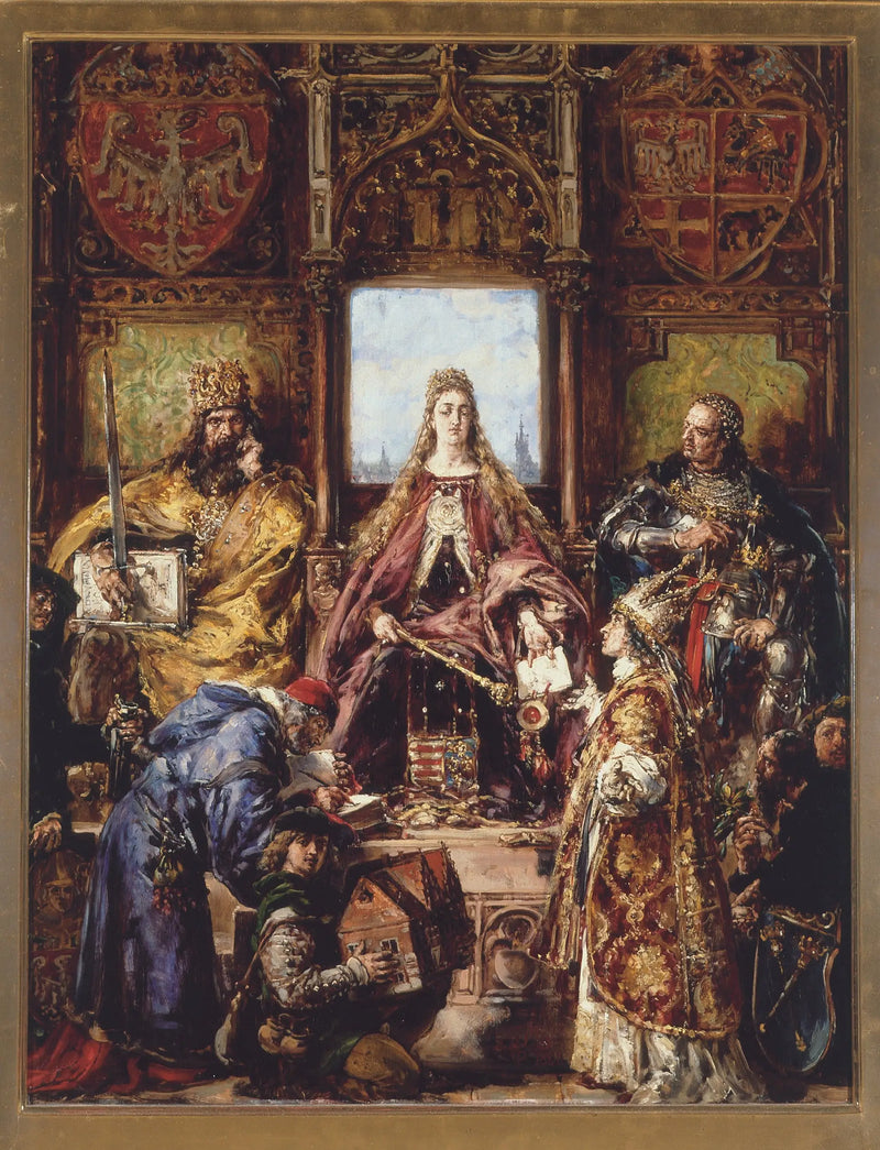 Stiftung der Akademie, 1361–1399–1400 n. Chr., aus der Serie « Geschichte der Zivilisation in Polen » - Jan Matejko
