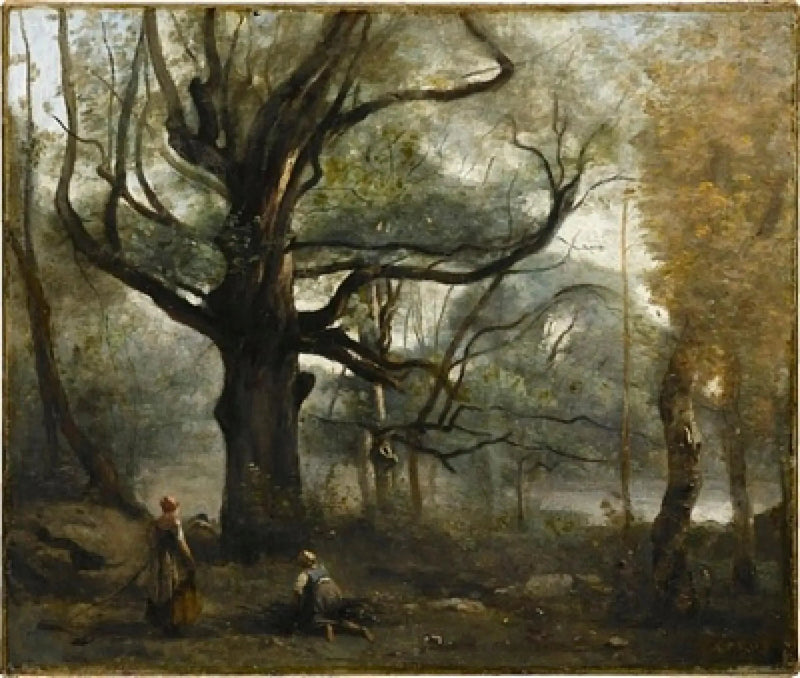 Fontainebleau. Bûcheronnes am Fuße einer großen Eiche - Jean-Baptiste Camille Corot
