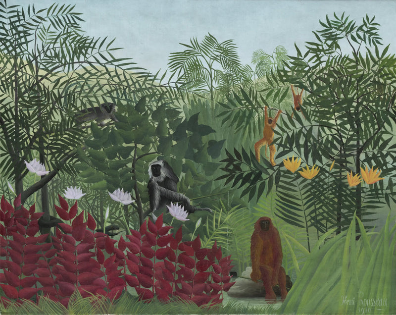 Tropischer Regenwald mit Affen - Henri Rousseau