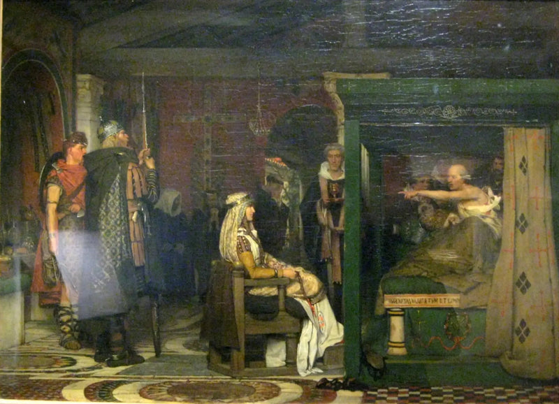 Frédégonde besucht Prétextat auf seinem Sterbebett - Lawrence Alma-Tadema