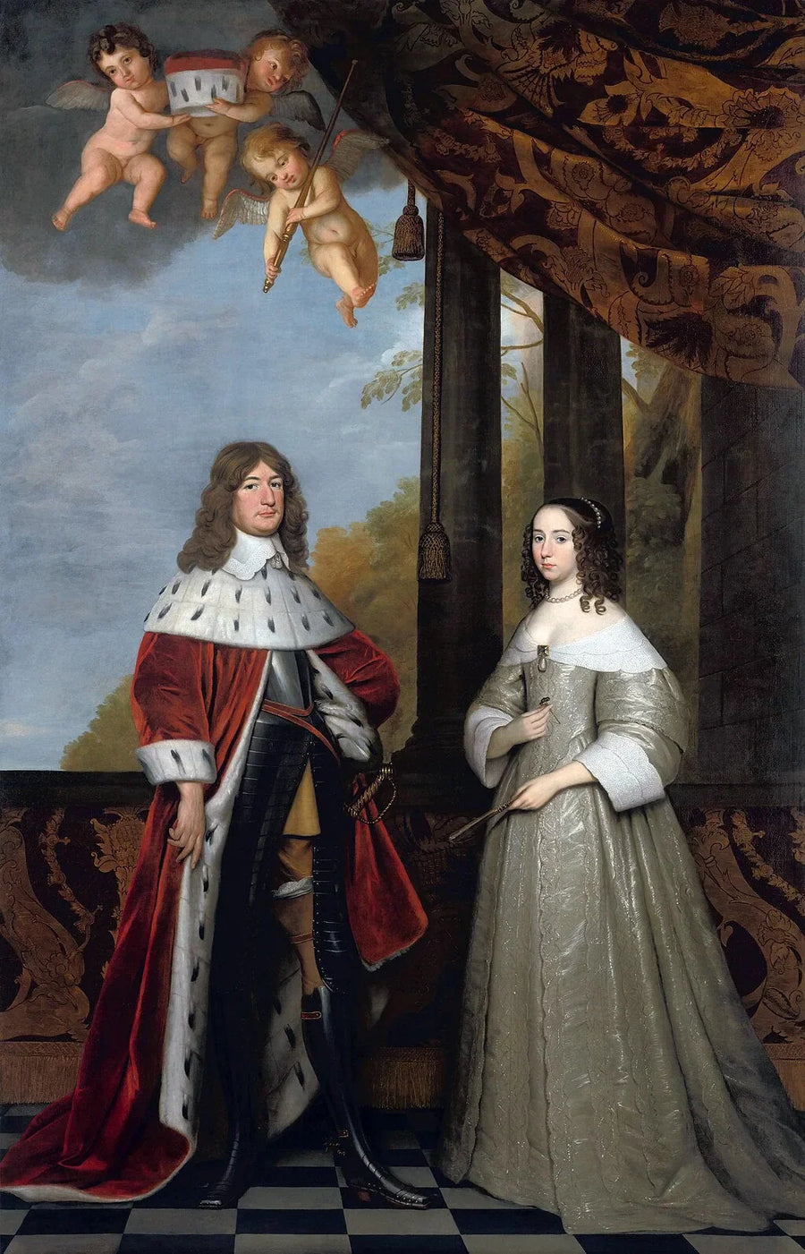 Frédéric-Guillaume (1620-1688), Kurfürst von Brandenburg, und seine Ehefrau Louise-Henriette (1627-1667), Gräfin von Orange-Nassau - Gerrit van Honthorst