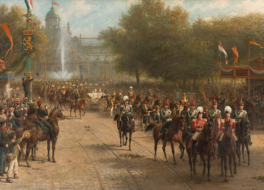 Frederiksplein à Amsterdam lors de l'arrivée de la reine Wilhelmina, le 5 septembre 1898 - Otto Eerelman