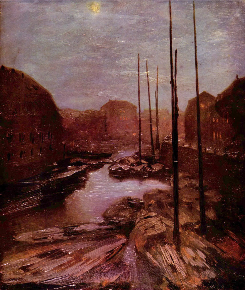 Friedrichsgracht bei Mondschein - Adolph von Menzel