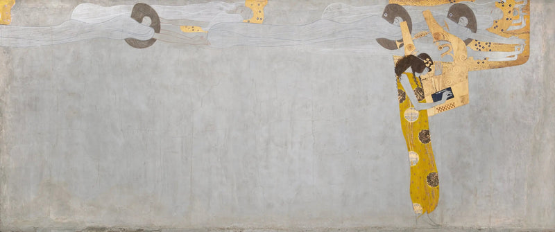 Beethoven-Fries (Tafel 7, rechte Wand): Das Verlangen nach Glück wird durch die Poesie besänftigt - Gustav Klimt