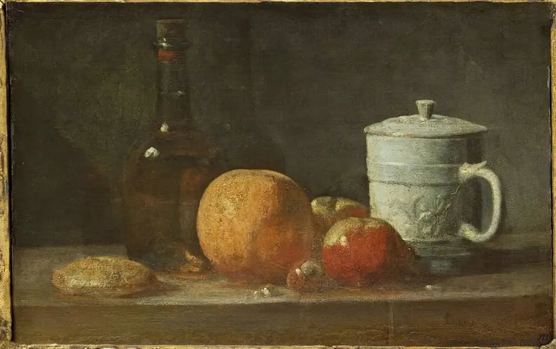 Früchte, Flasche, Krug und Marzipan - Jean Siméon Chardin