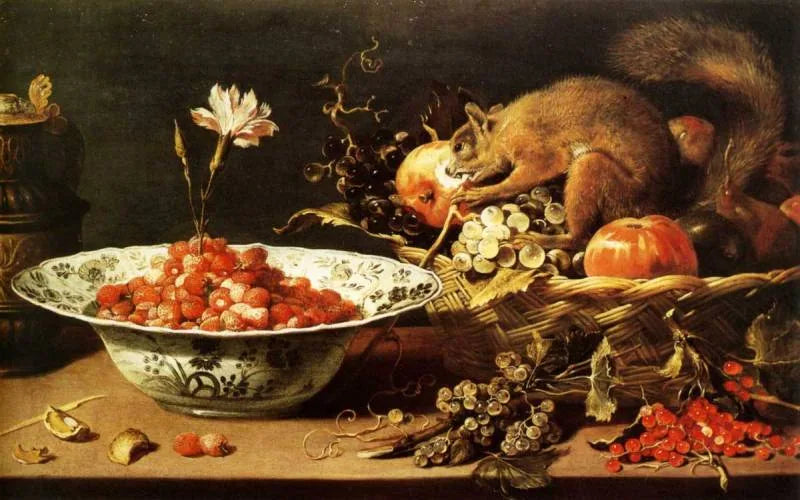 Fruits, œillet et écureuil - Frans Snyders image 1 copie de tableau peinte à la main