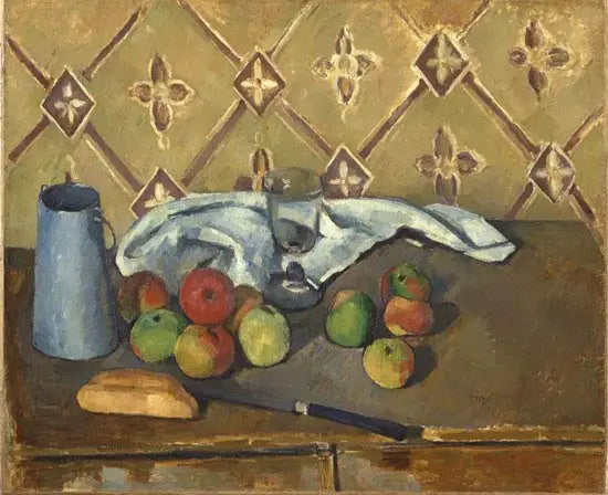 Früchte, Serviette und Milchkanne - Paul Cézanne