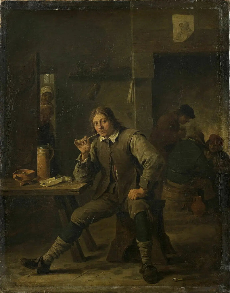 Raucher an einem Tisch angelehnt - David Teniers der Jüngere