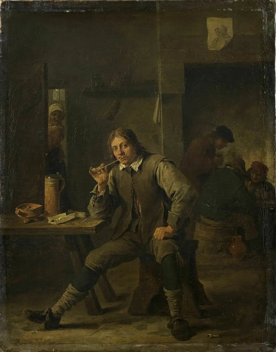 Raucher an einem Tisch angelehnt - David Teniers der Jüngere