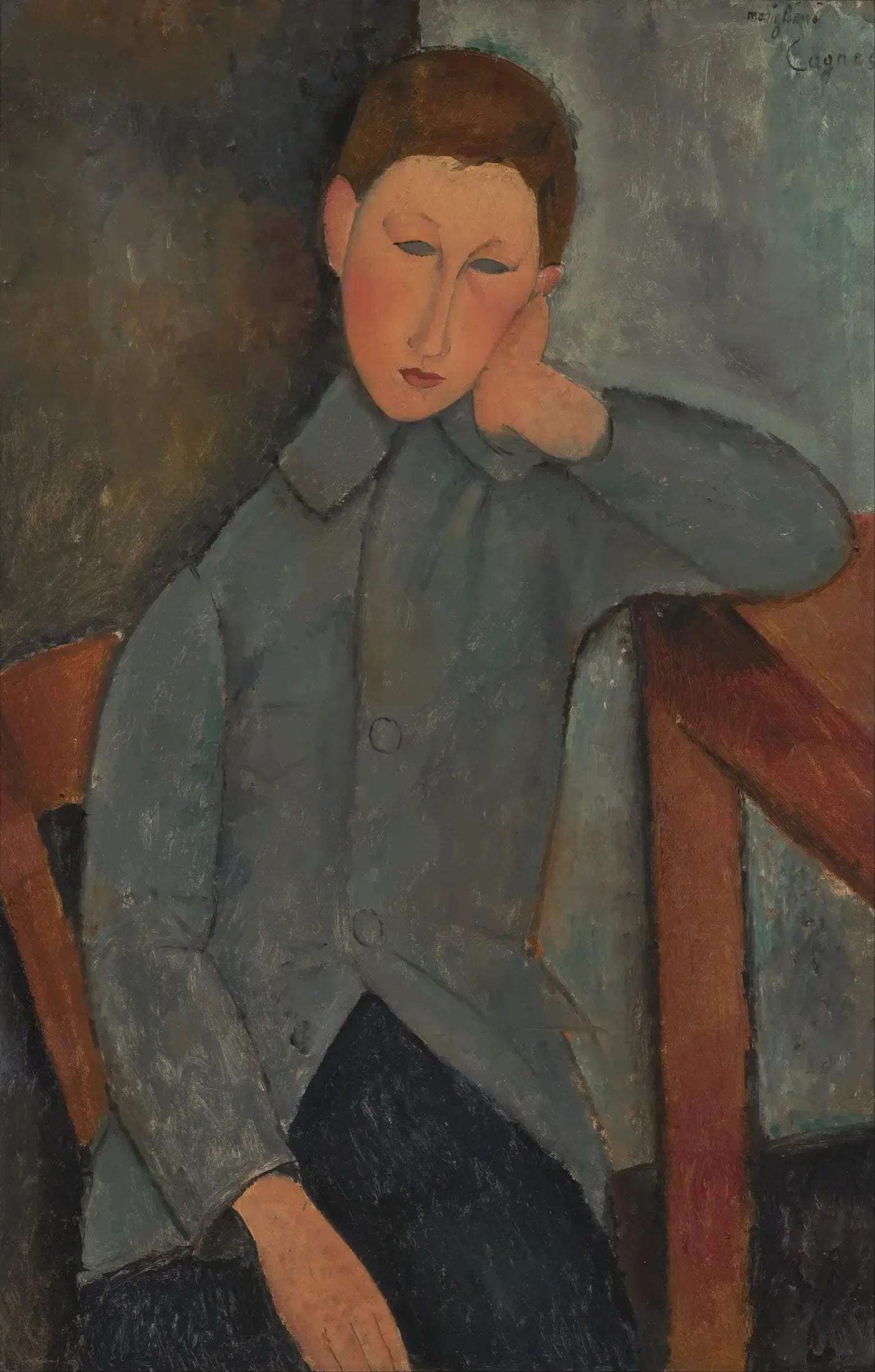 Garçon à la veste bleue - Amedeo Modigliani image 1 reproduction réalisée par Alpha Reproduction
