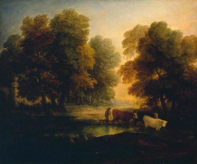 Junge, der Kühe in der Nähe eines Pools führt - Thomas Gainsborough