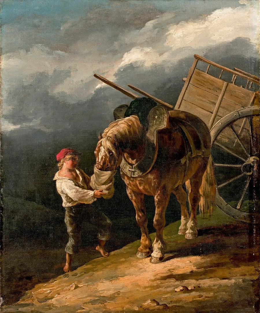 Junge, der einem abgegespannten Pferd Hafer gibt - Théodore Géricault