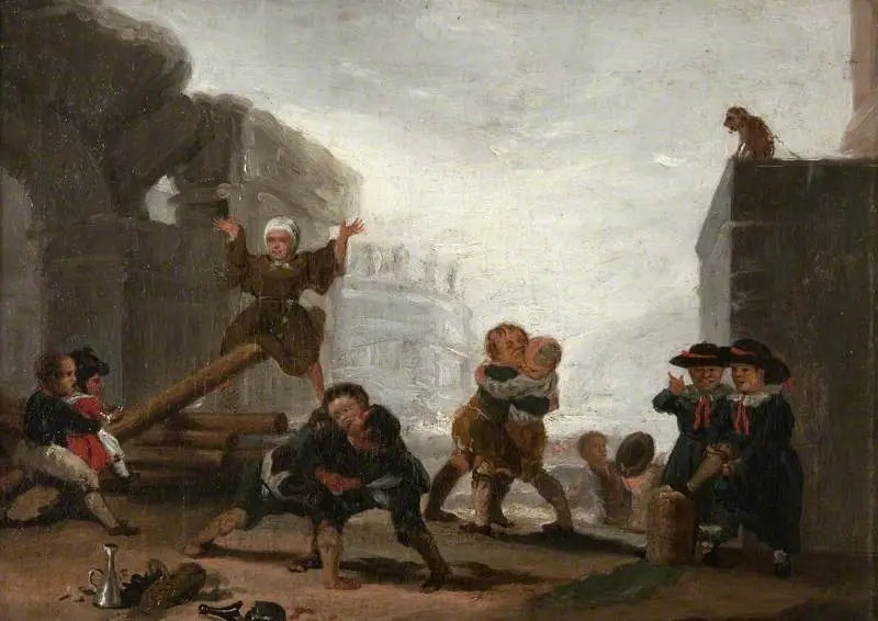 Jungen, die auf der Schaukel spielen - Francisco de Goya