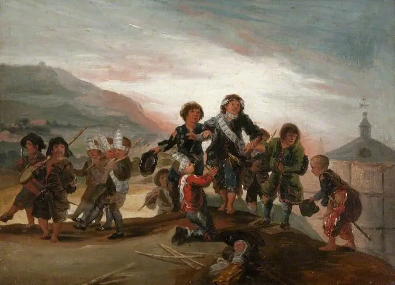 Jungen, die Soldaten spielen - Francisco de Goya