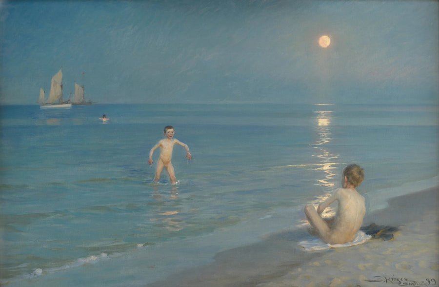 Jungen, die in Skagen baden. Sommerabend - Peder Severin Krøyer
