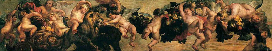 Genies mit einer Girlande - Peter Paul Rubens