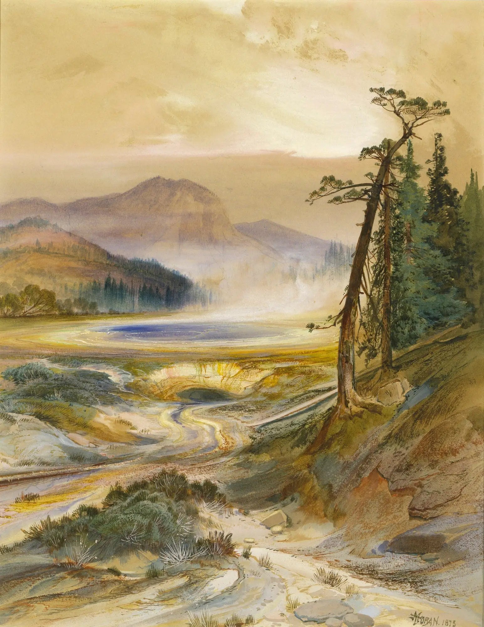 Geyser Excelsior, parc de Yellowstone - Thomas Moran image 1 copie de tableau peinte à la main
