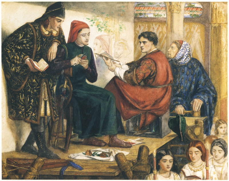 Giotto malt das Porträt von Dante - Dante Gabriel Rossetti