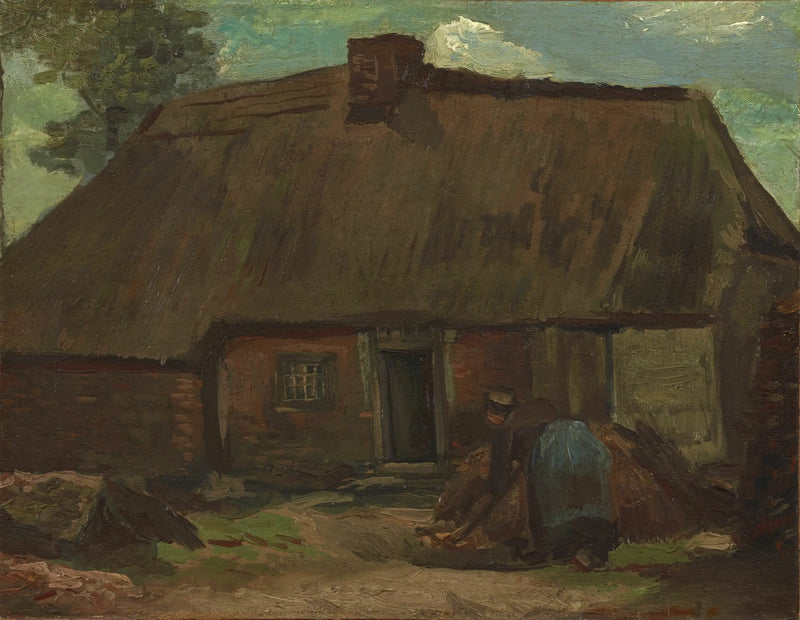Ferienhaus mit Bäuerin beim Graben - Vincent van Gogh