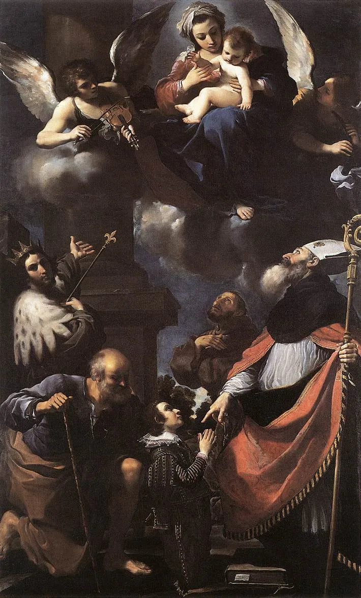 Giuseppe Gaetano Righetti [?] vorgestellt an die Jungfrau durch vier Heilige - Guercino