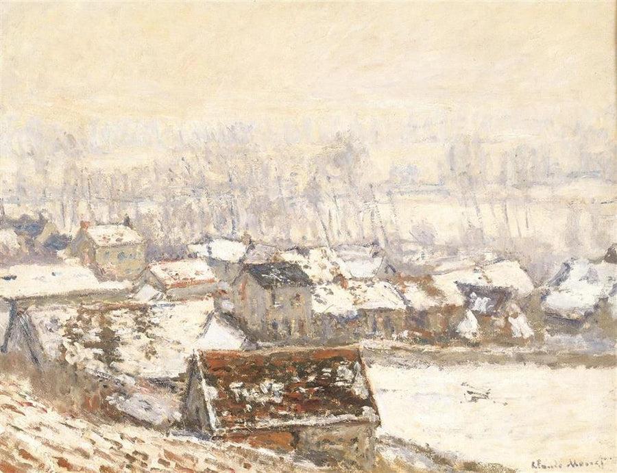 Landschaft in Giverny, Schnee-Effekt - Claude Monet